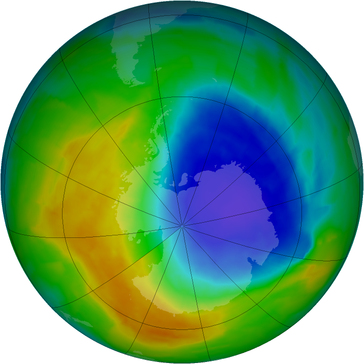 Antarctic ozone map for 24 October 2013